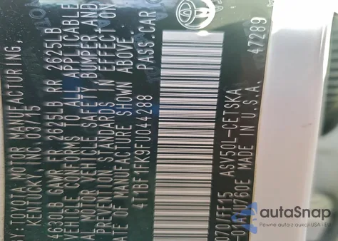 2015 Toyota Camry Le z USA, uszkodzony, nr VIN 4T1BF1FK9FU044288